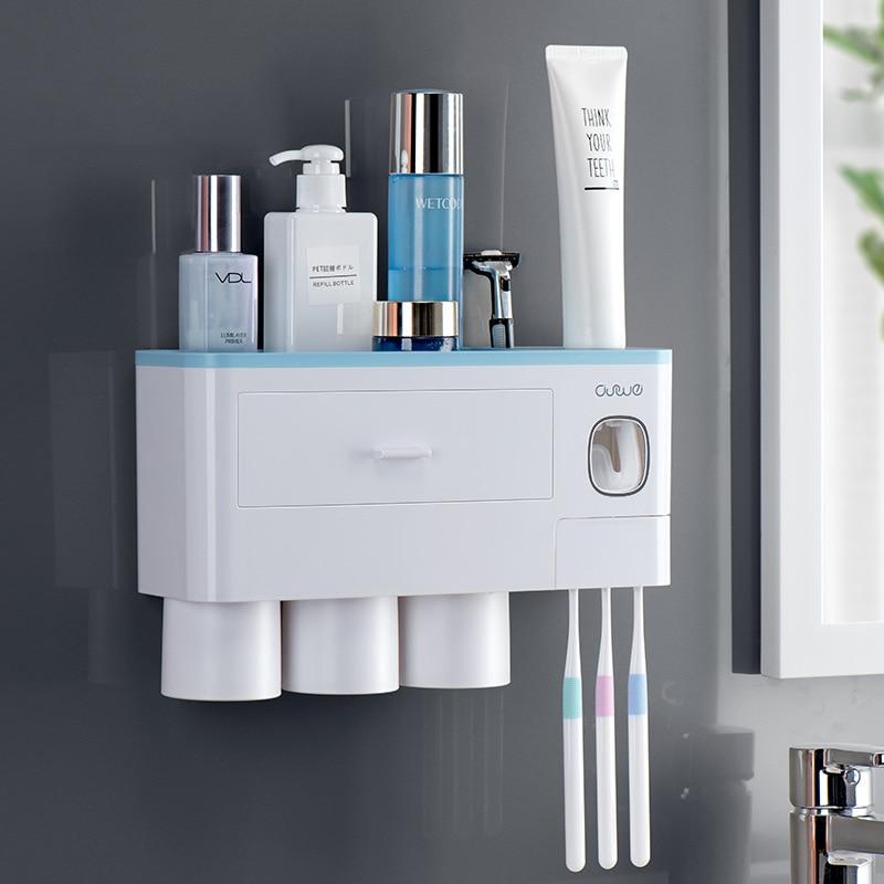 3 Color Bathroom Accessories Toothbrush Holder Automatic Toothpaste