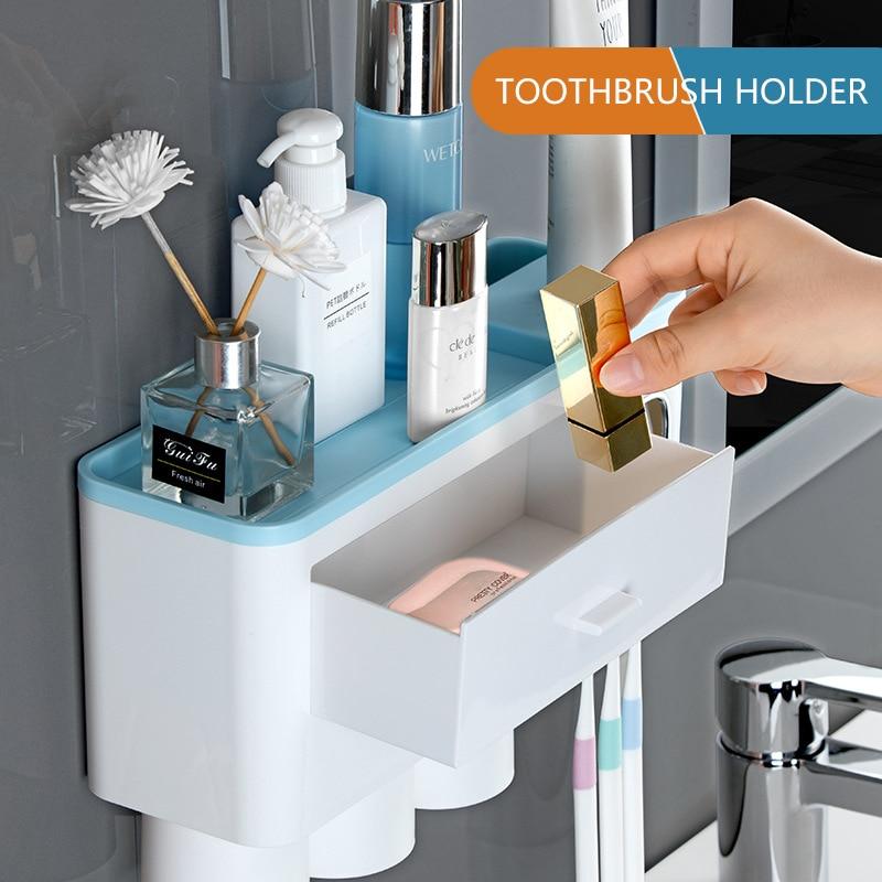 3 Color Bathroom Accessories Toothbrush Holder Automatic Toothpaste